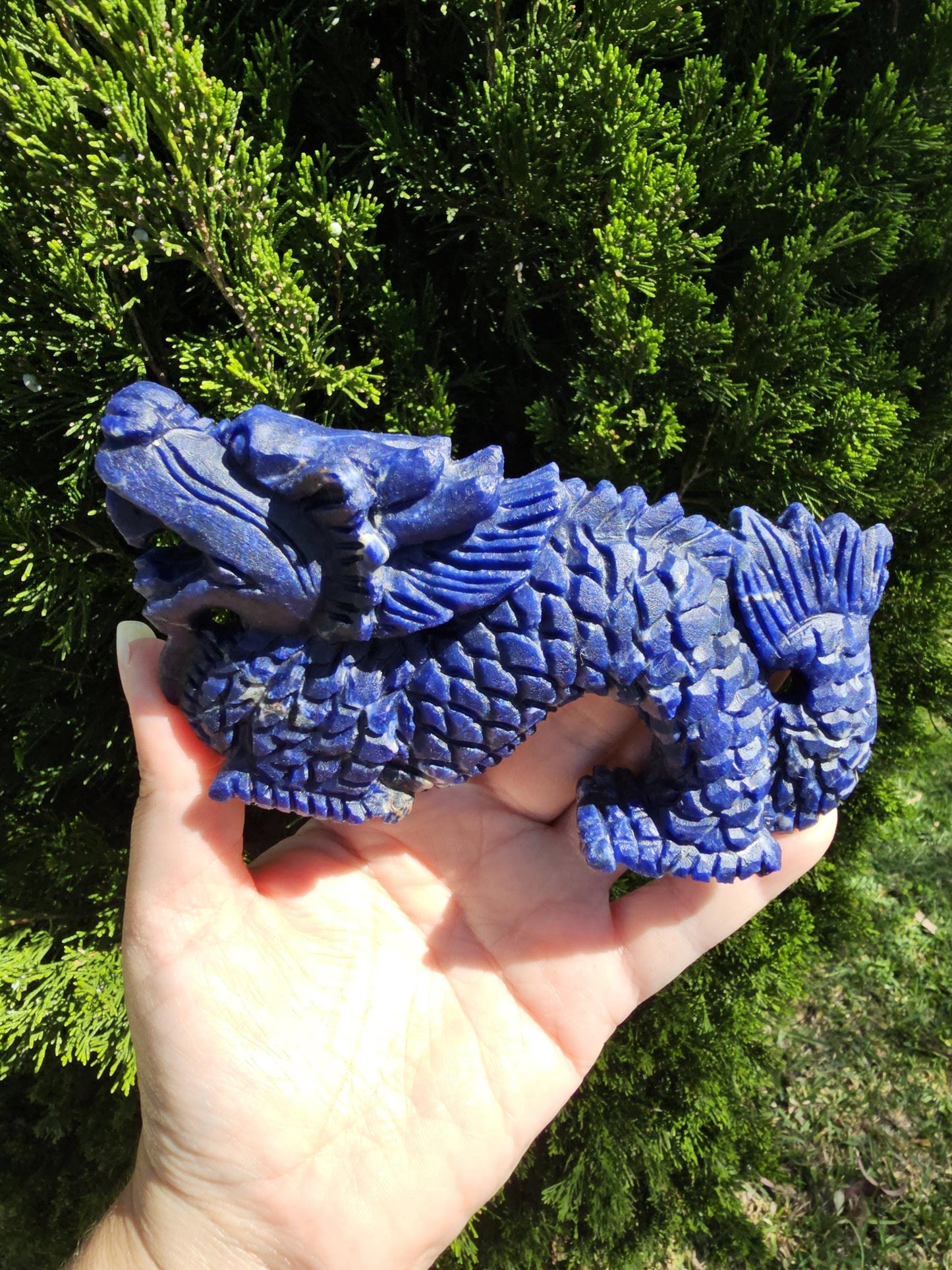 Sodalite Dragon carving