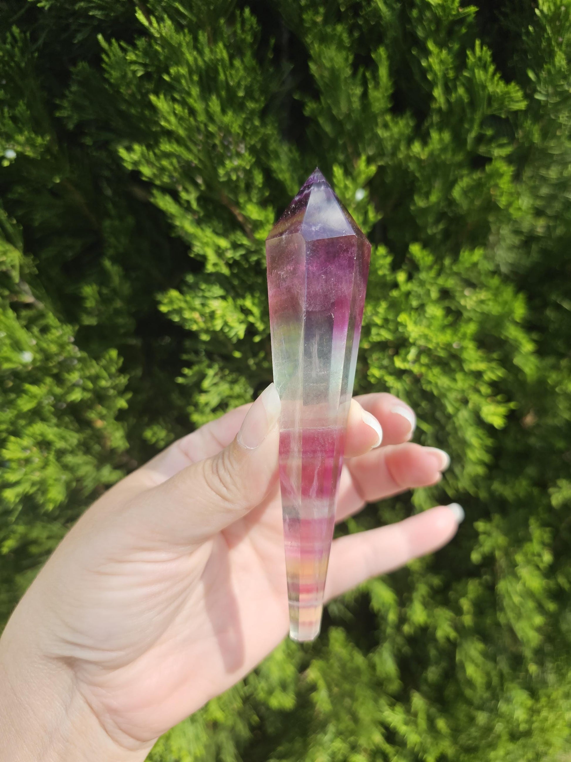 Rainbow Fluorite Wand on Stand