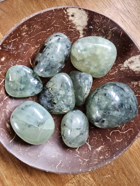 Prehnite tumbles with epidote