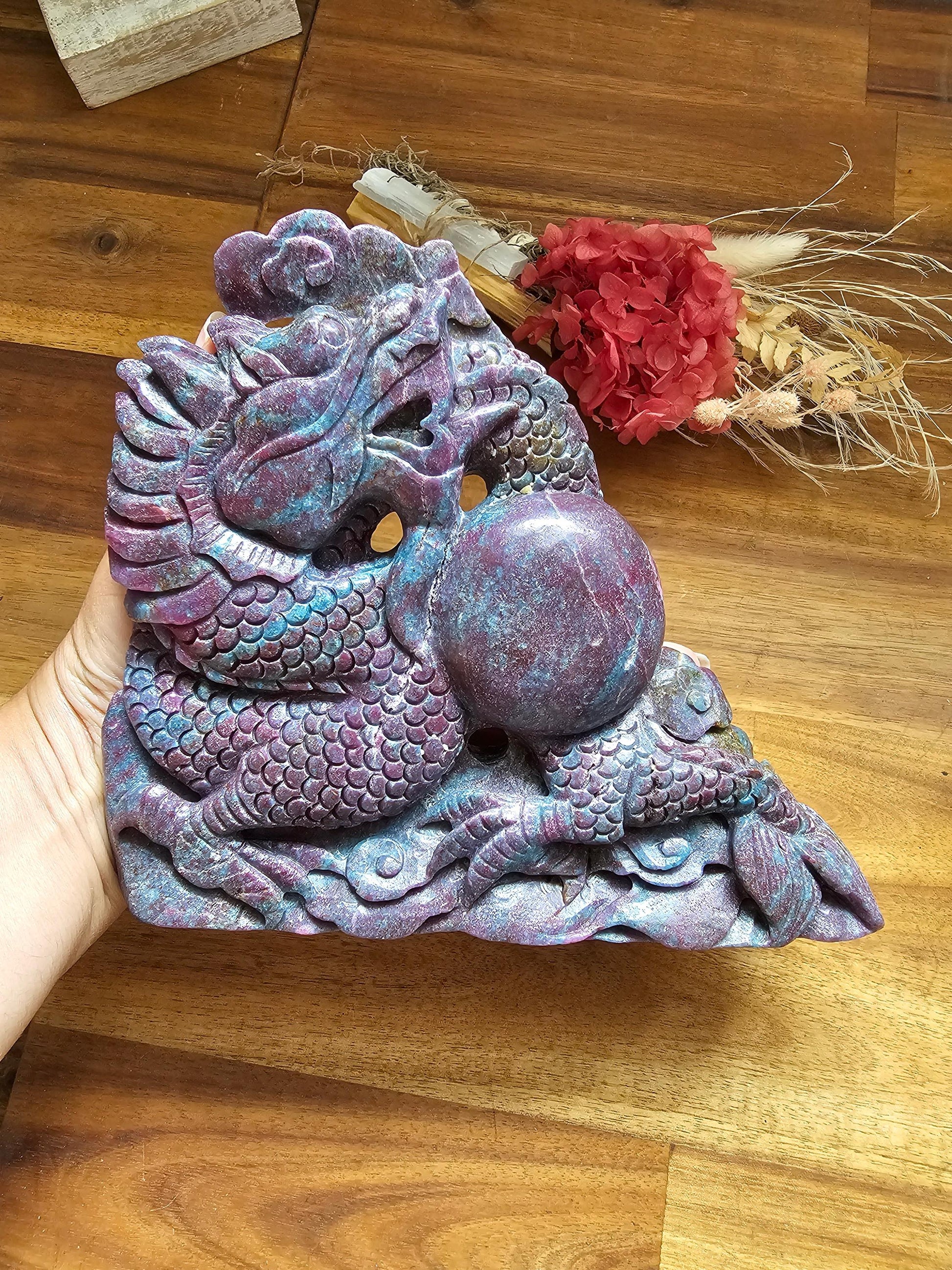 Ruby and fuchsite Dragon