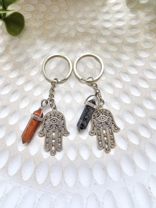 Hamsa Hand Keychain with Evil Eye | Protection Keyring | Lucky Charm