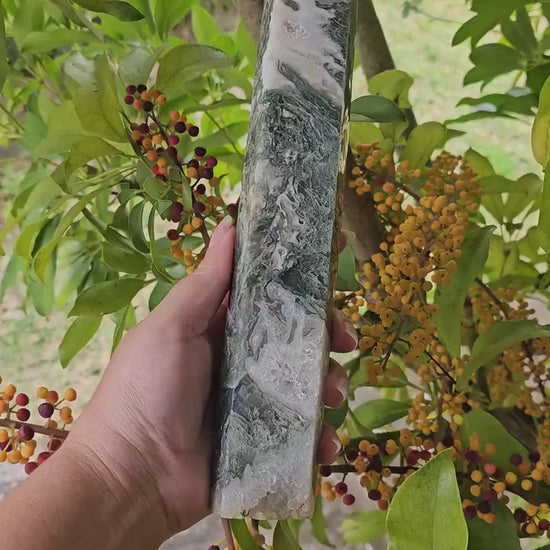 X Large Moss Agate Druzy Tower / Generator