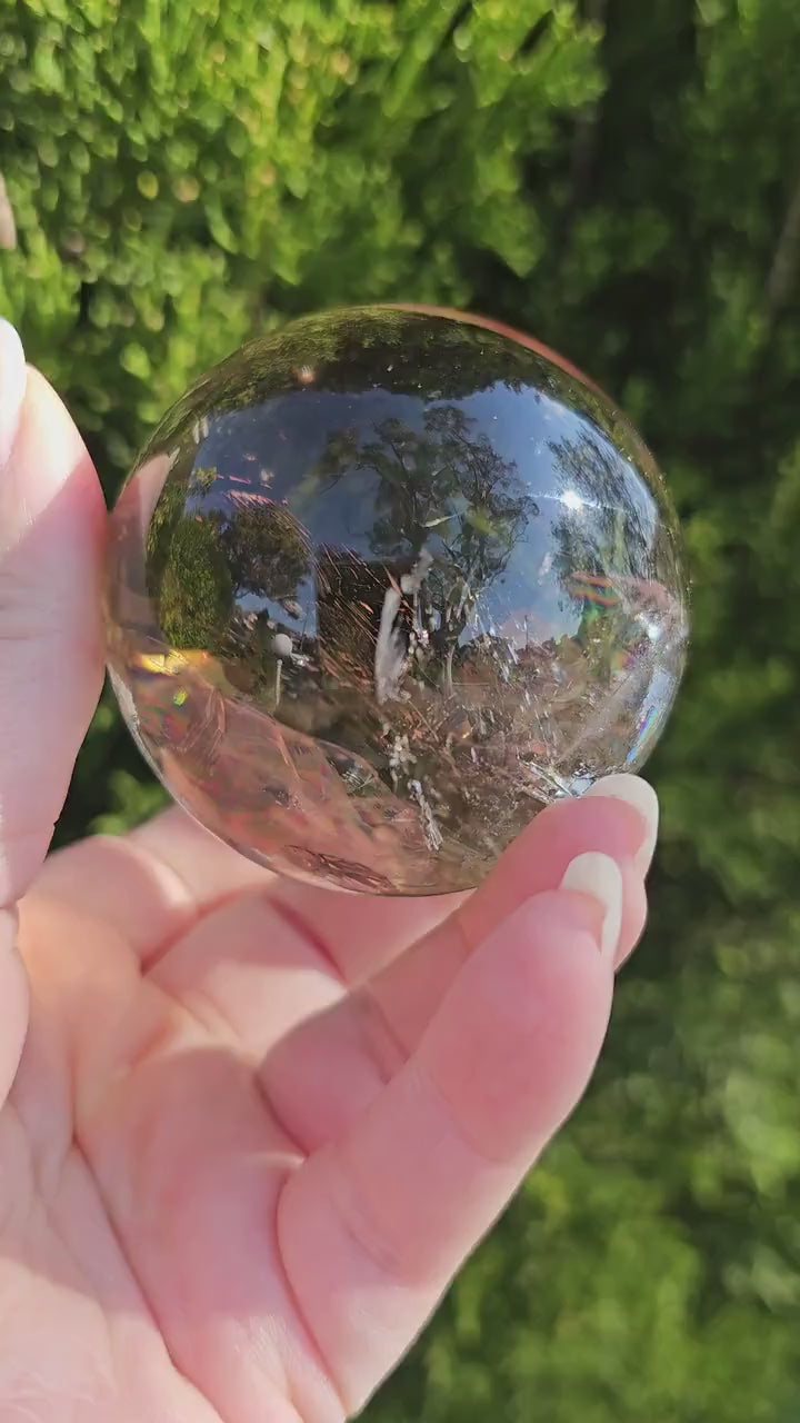 Smoky Quartz Sphere 6cm w/rainbows / High quality