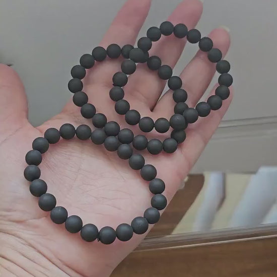 Shungite beaded Bracelet 8mm / Matte / Black Crystal Gemstone