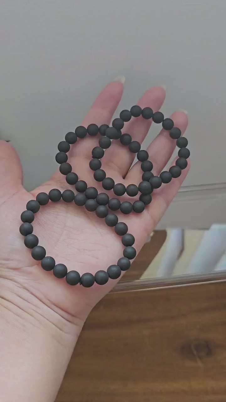 Shungite beaded Bracelet 8mm / Matte / Black Crystal Gemstone