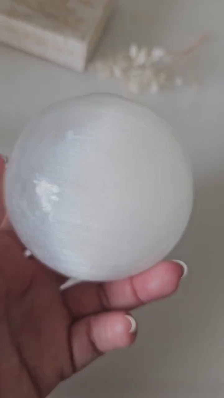 Selenite Sphere 6.5cm / Selenite Crystal Ball / Clear and Cleanse /