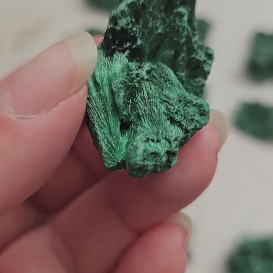 Raw Fibrous Malachite