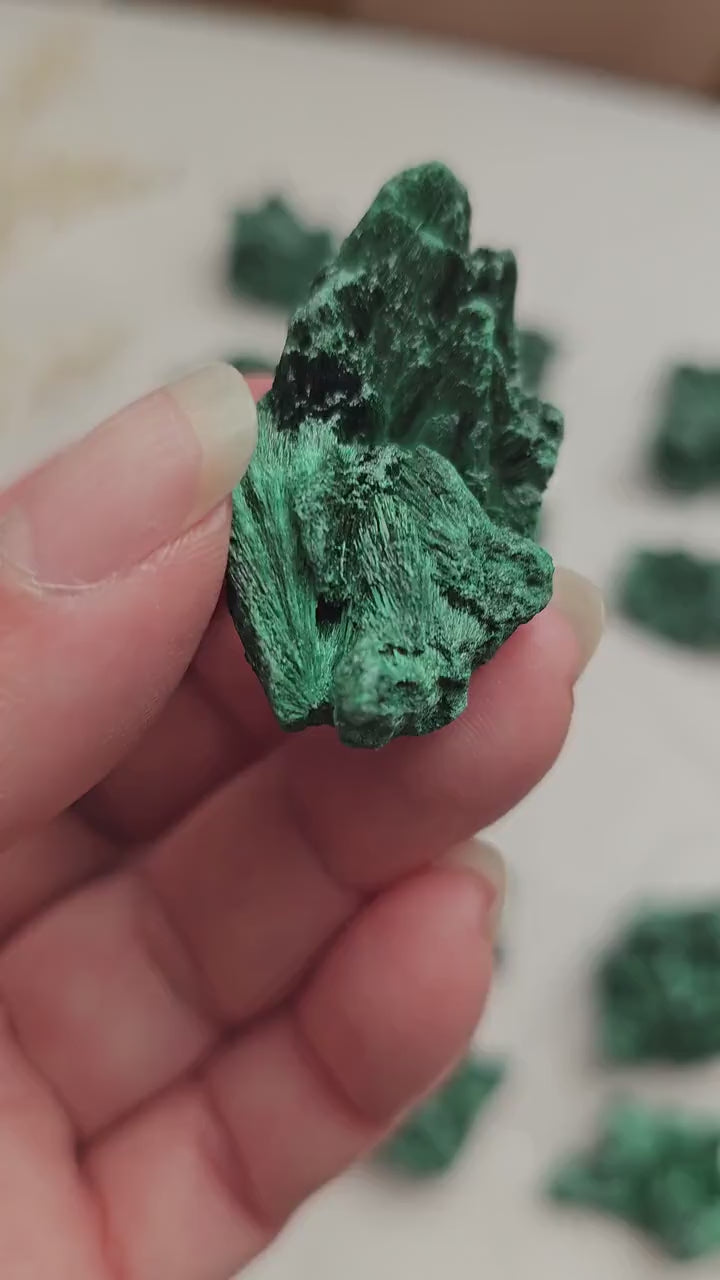 Raw Fibrous Malachite