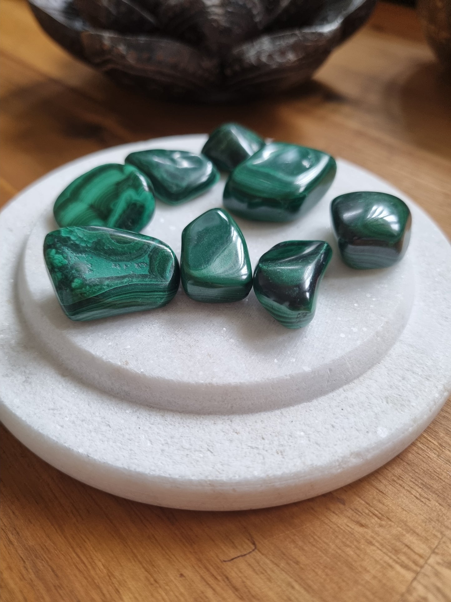 Natural A grade Malachite tumble gem - Universal Fate