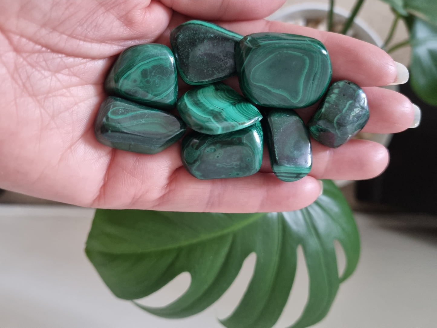 Natural A grade Malachite tumble gem - Universal Fate