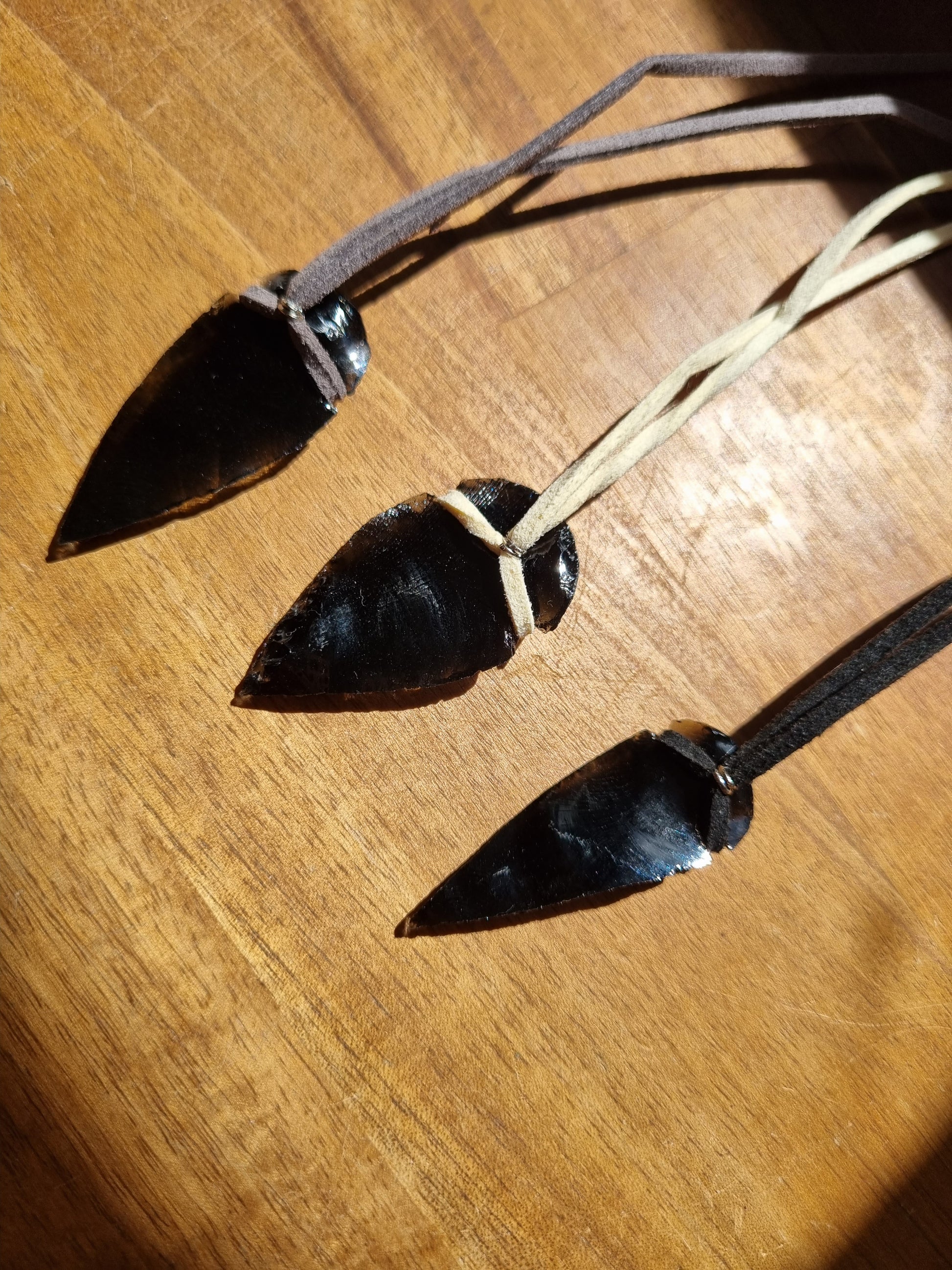 Black Obsidian Arrow Head Pendant With Adjustable Cord Necklace - Universal Fate