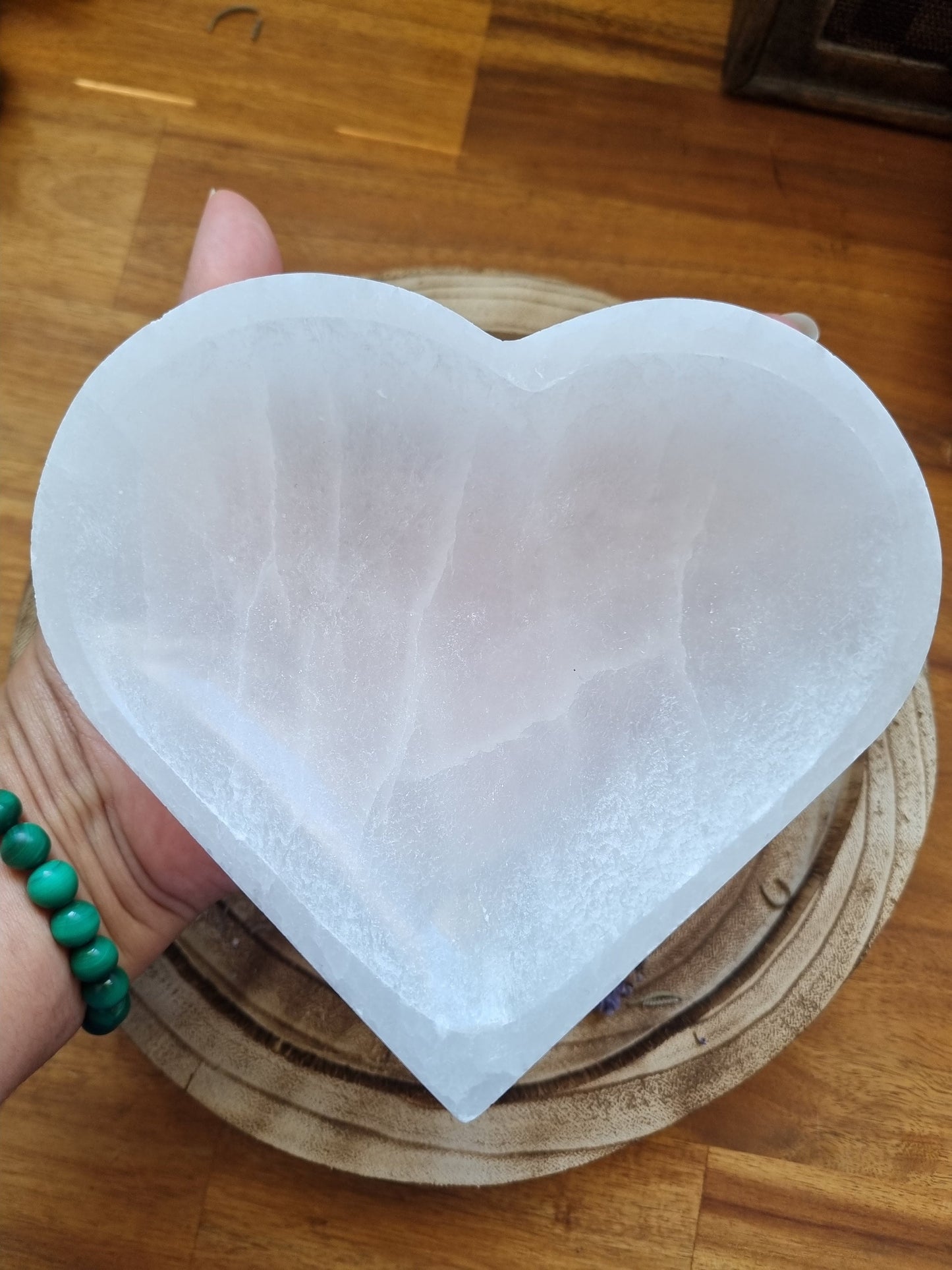 Large Selenite Heart Bowl 14cm - Universal Fate