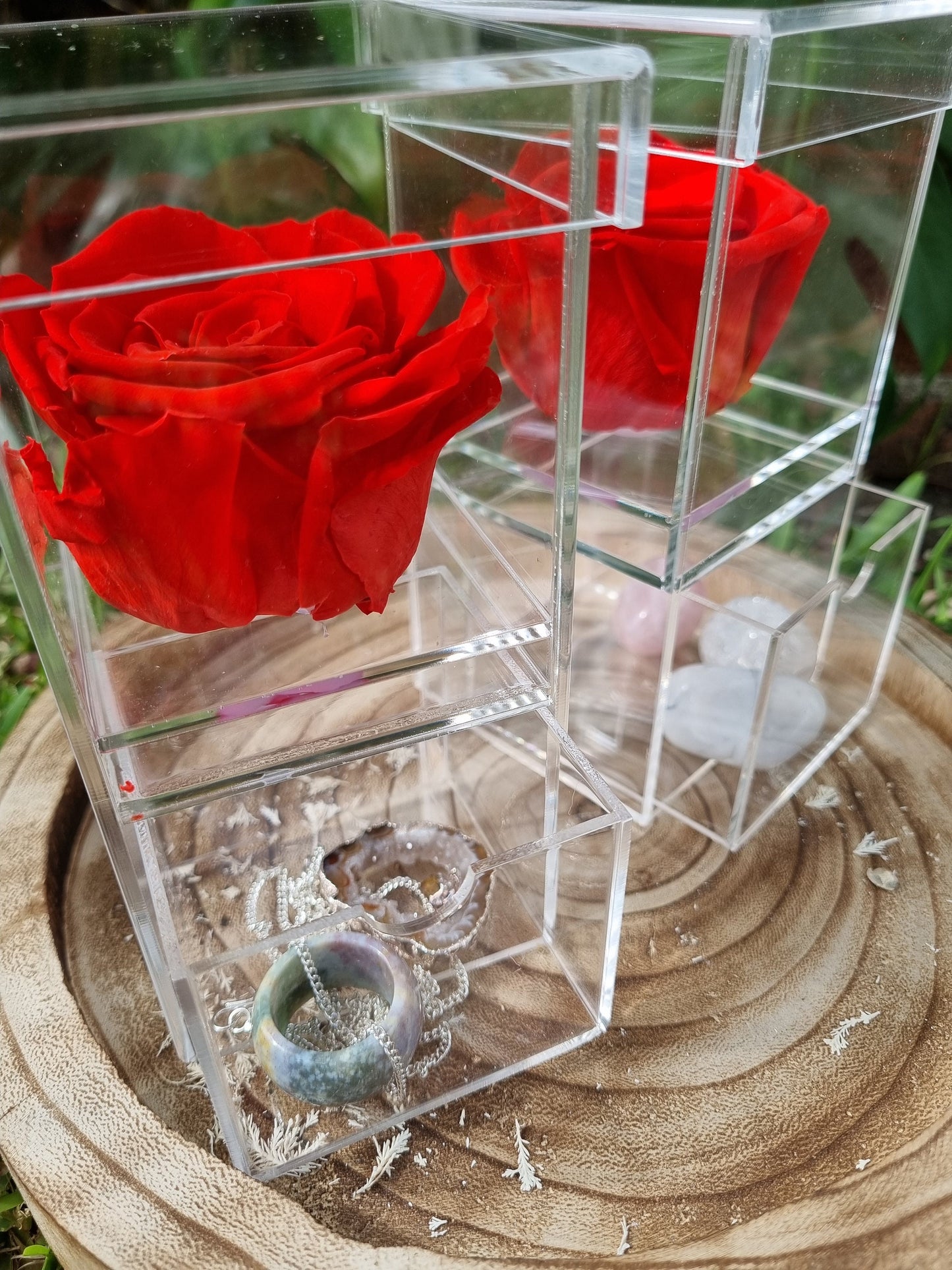 Infinity Single Rose in an Acrylic Trinket Box - Gift / Jewellery box - Universal Fate