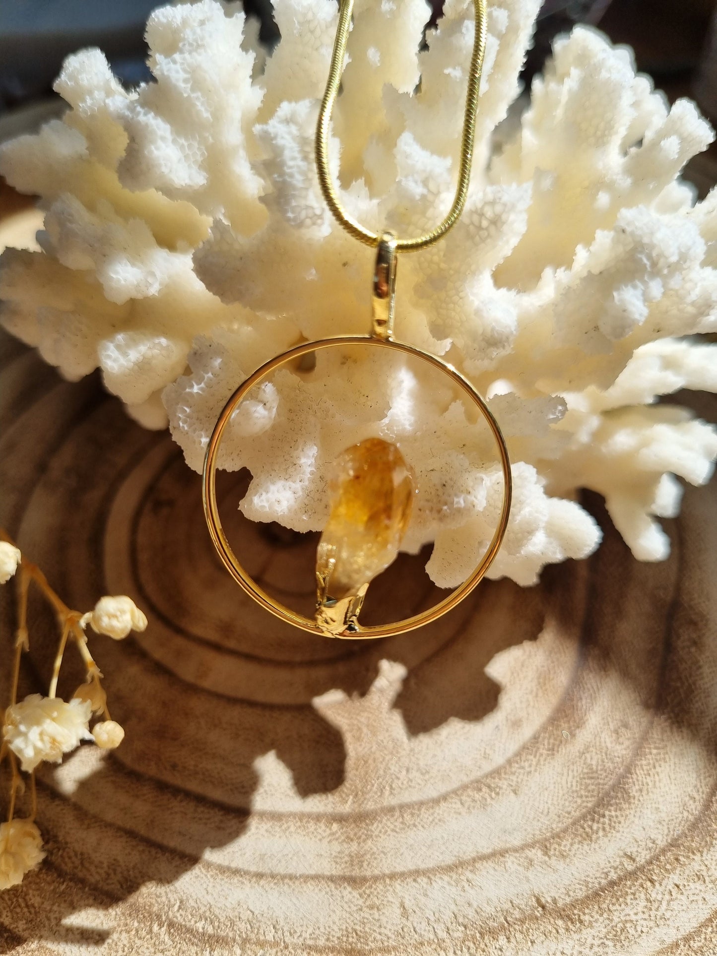 Citrine Hoop Necklace - Gold - Universal Fate