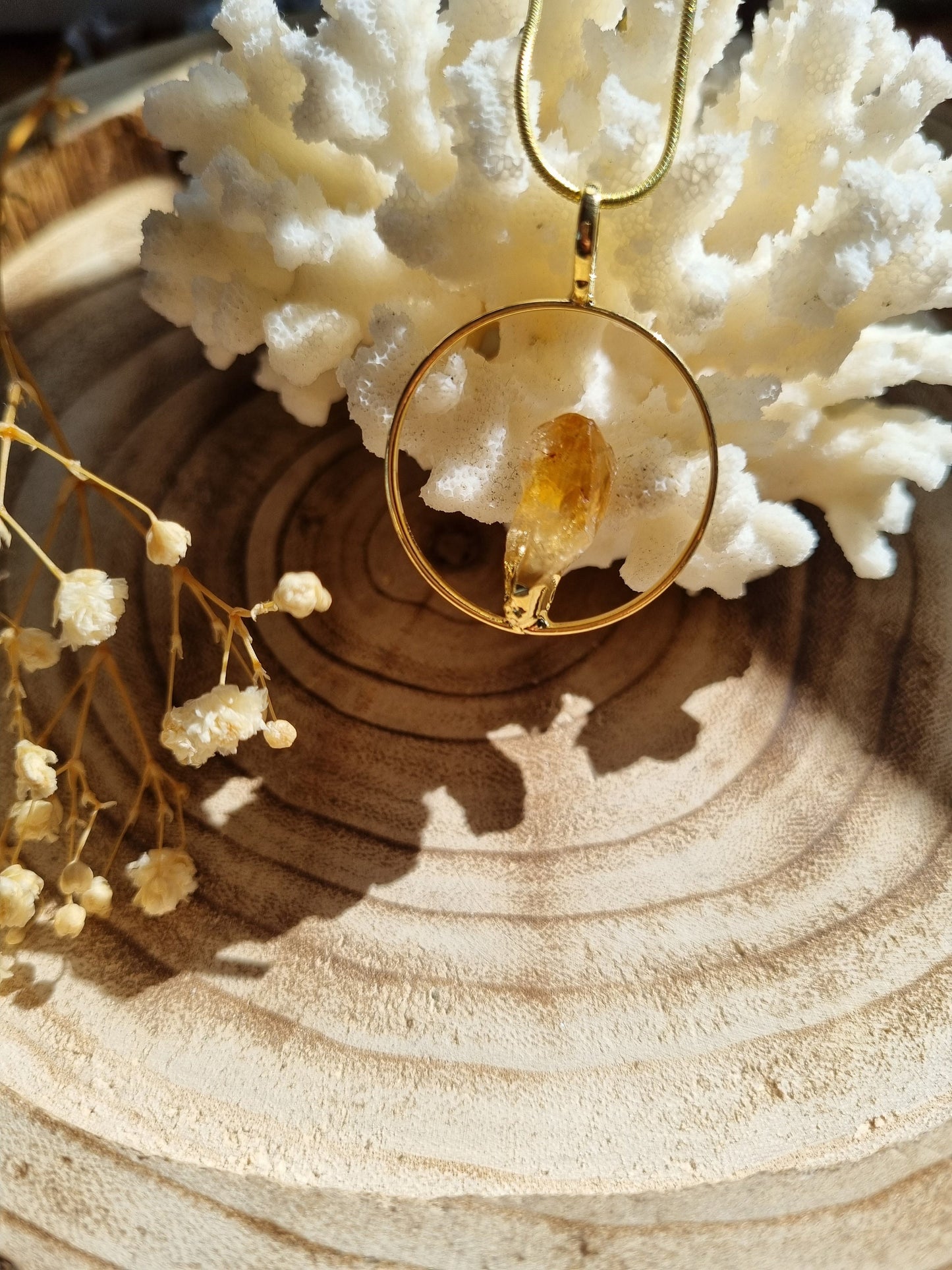 Citrine Hoop Necklace - Gold - Universal Fate