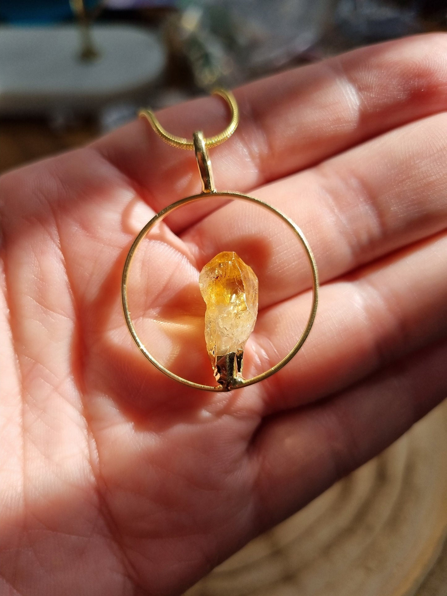 Citrine Hoop Necklace - Gold - Universal Fate