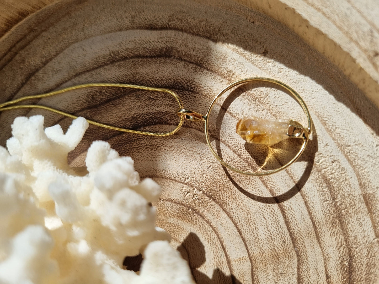 Citrine Hoop Necklace - Gold - Universal Fate