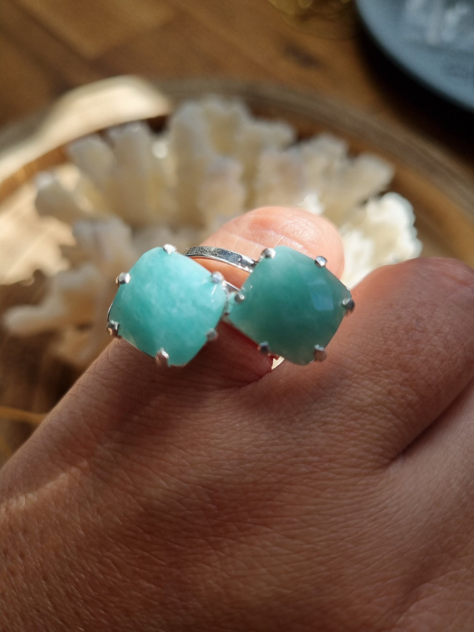 Silver Double Amazonite Adjustable Ring - Universal Fate