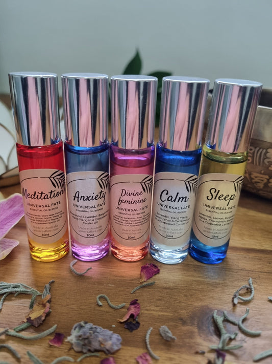 Crystal Infused Essential Oil Rollers 10ml / 5 Scents with Intentions