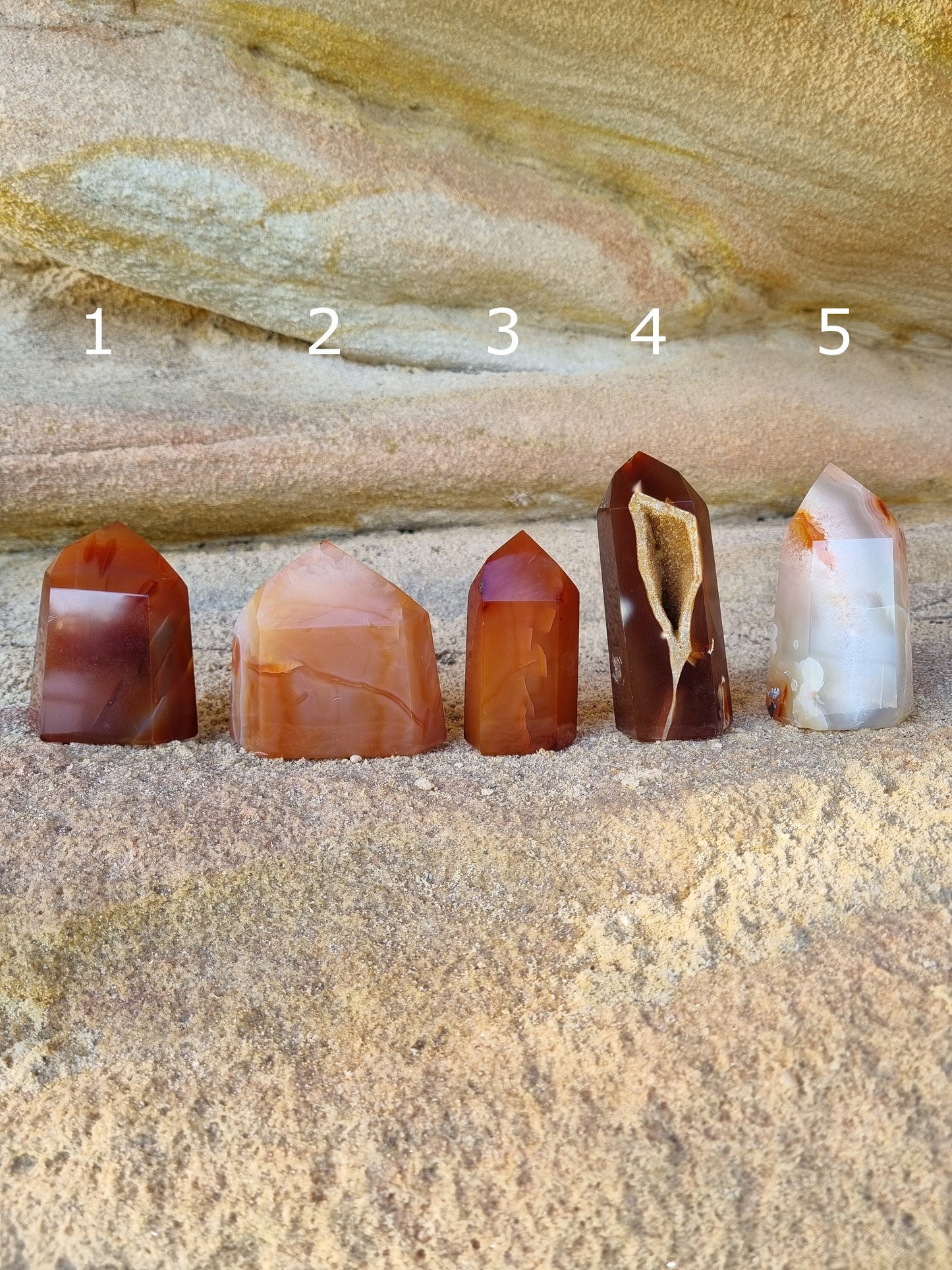Carnelian Towers With Druzy Caves / Generators / Points / Rare Quality / Gemstone - Universal Fate
