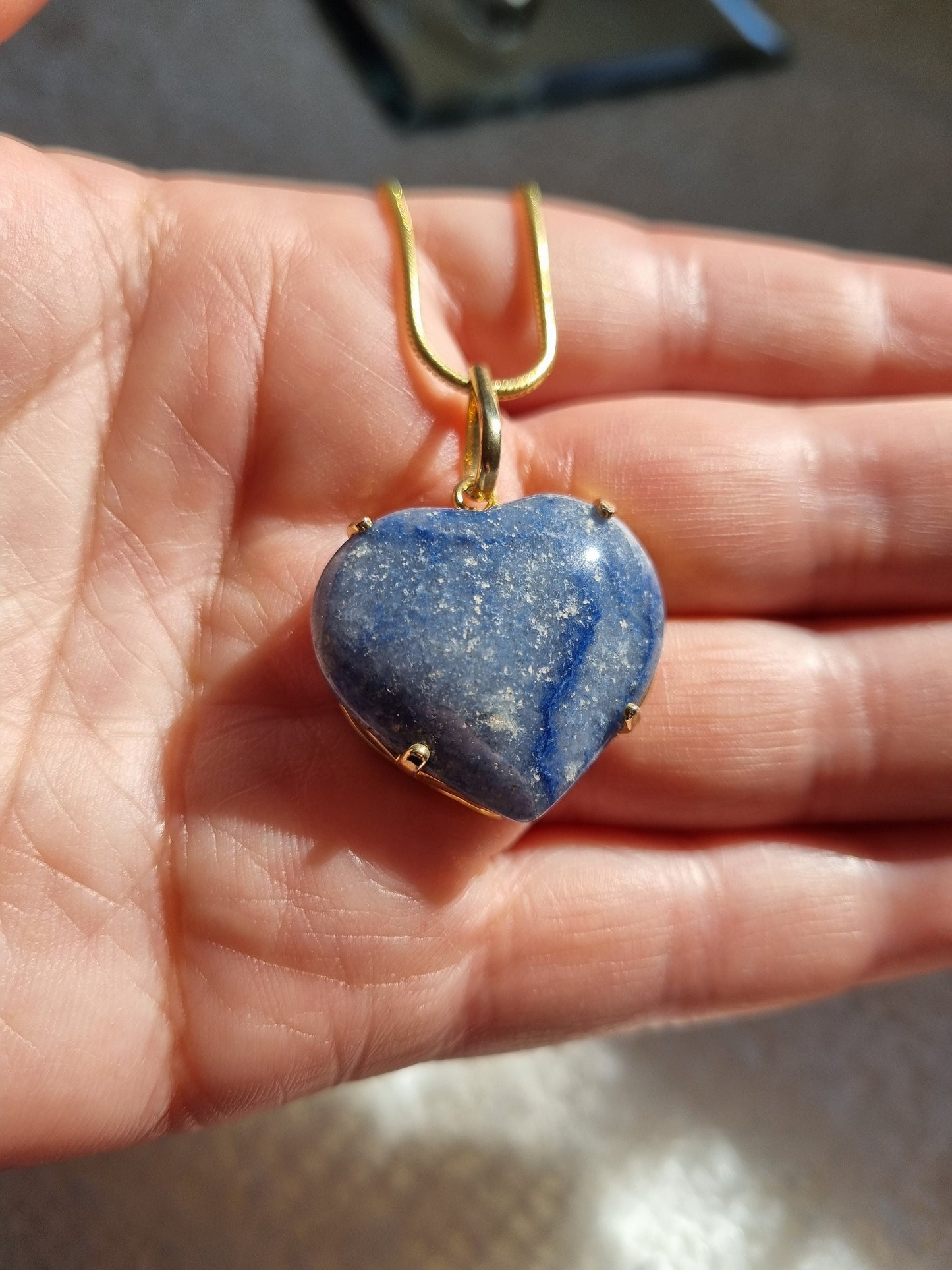 Blue Aventurine Heart Pendant / Necklace / Gold - Universal Fate