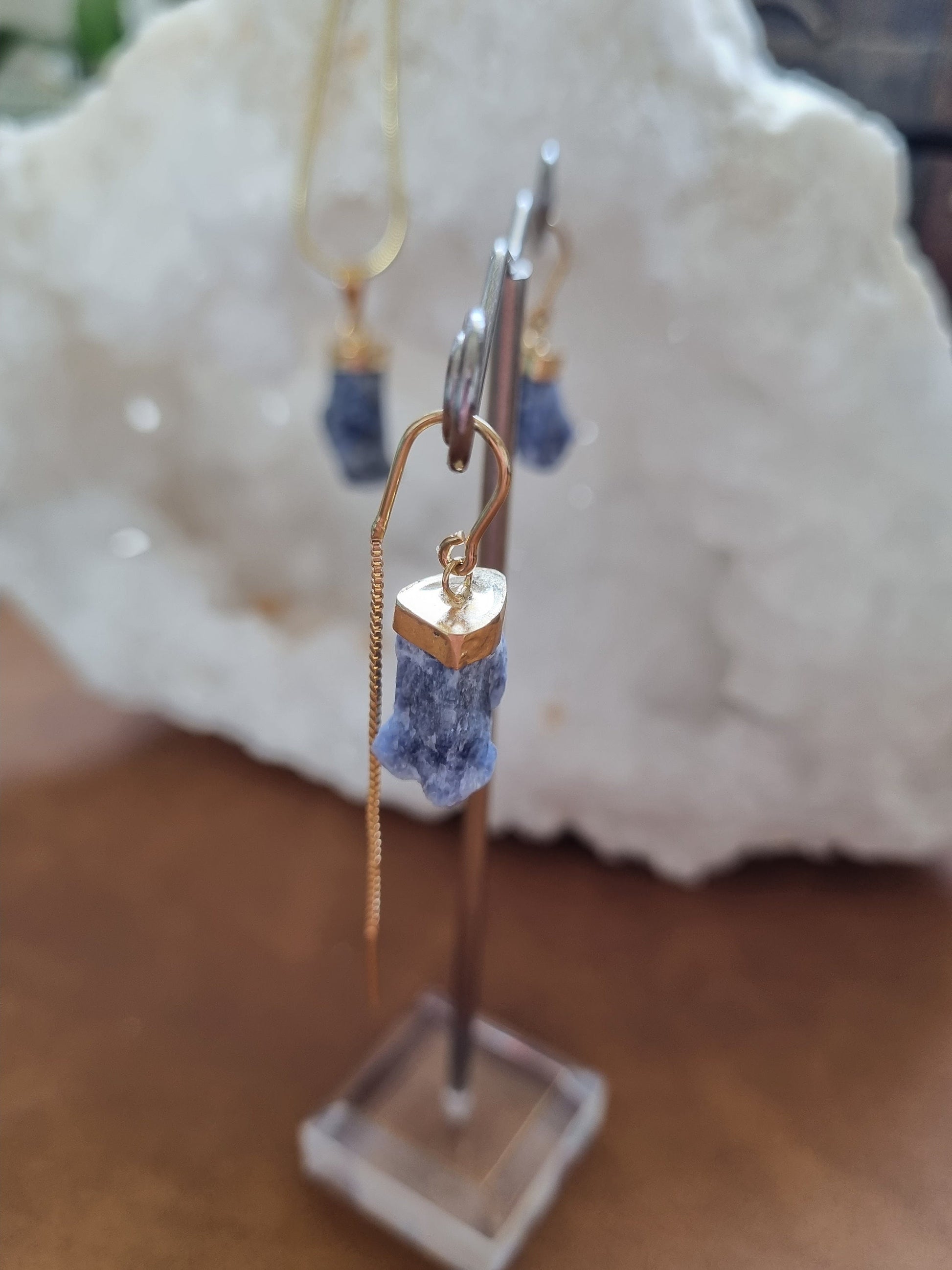 Raw Sodalite Earring & Necklace Set / Gold - Universal Fate