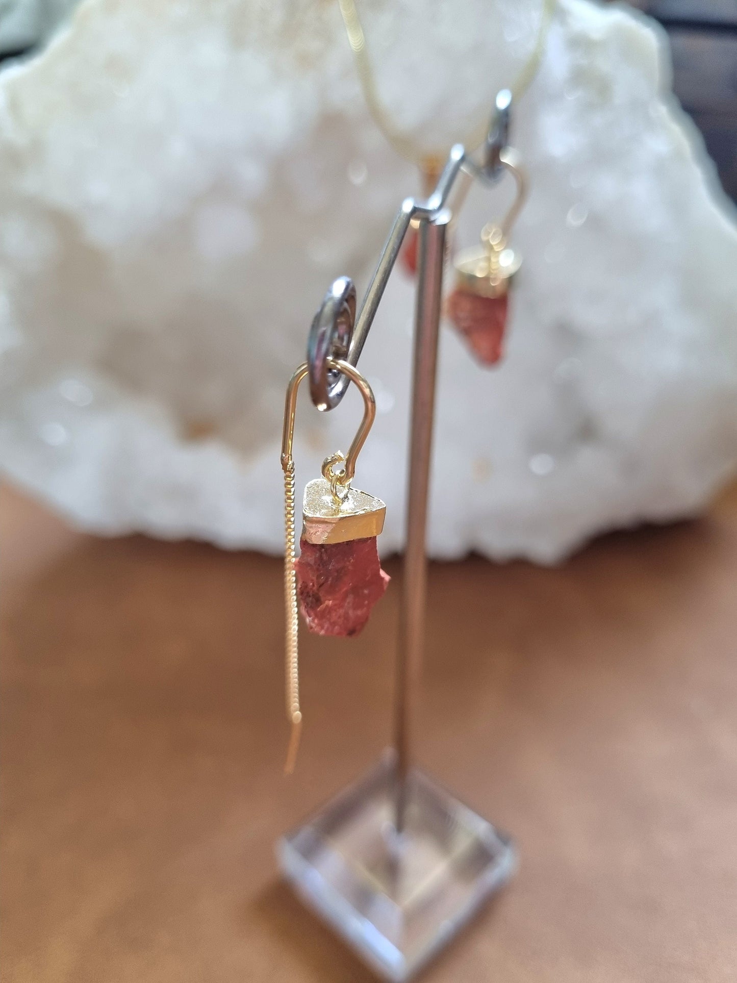 Raw Red Jasper Earring & Necklace Set / Gold - Universal Fate