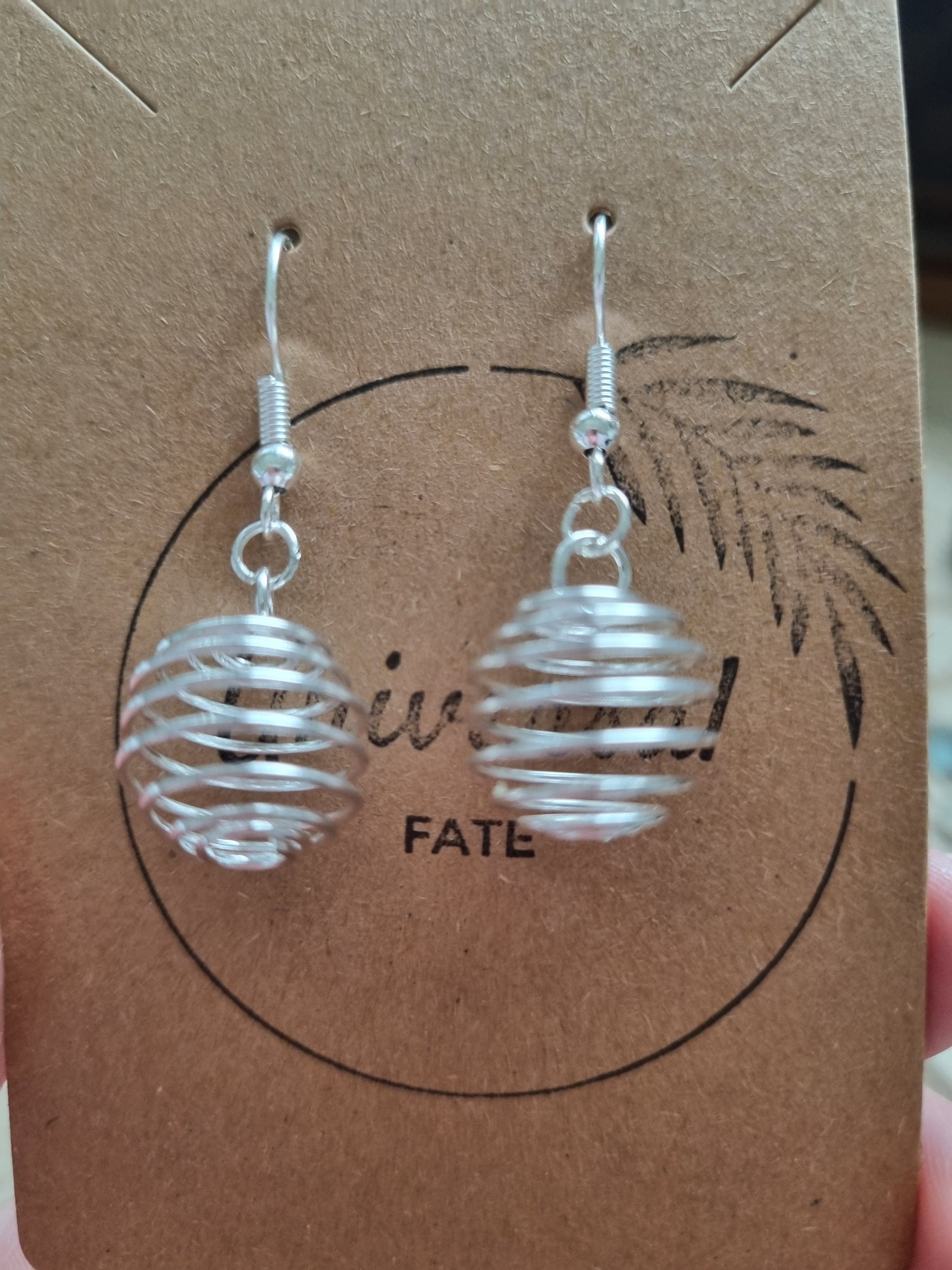 Spiral Cage Earrings / Silver or Gold / Crystal holder / Cage Earrings / Dangle earrings - Universal Fate