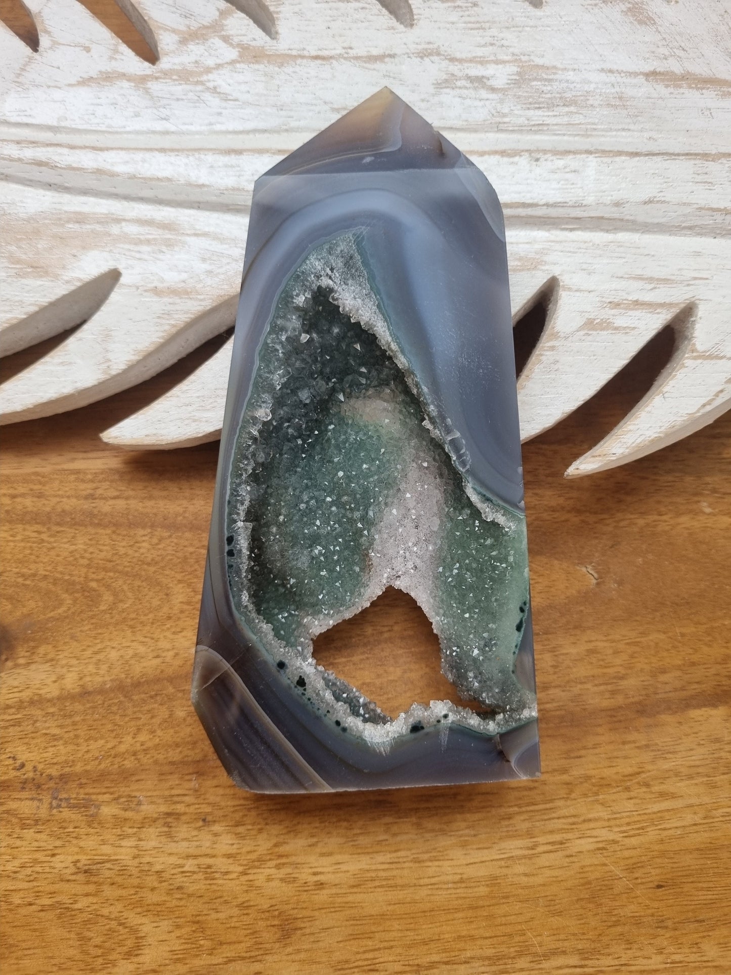 Green Druzy Agate Tower / High Quality / Sparkles / Rare / Thin Generator