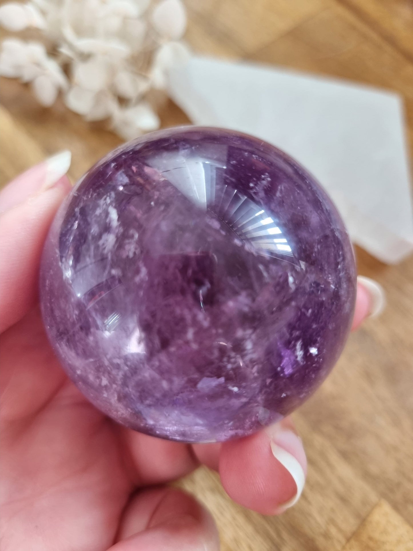 Amethyst Sphere w Smoky inclusions / Crown Chakra / Calming Stone / 5cm 207g