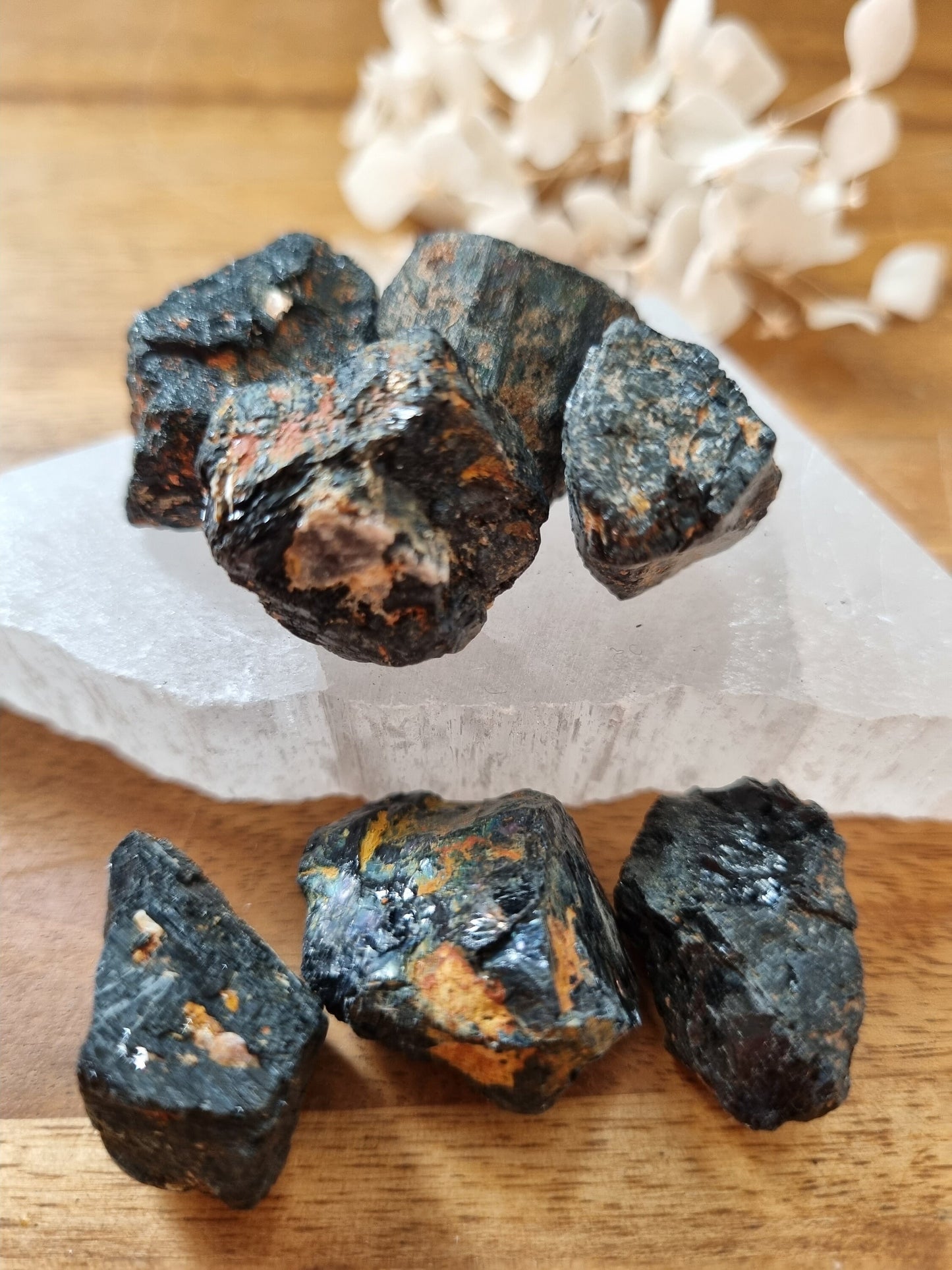Raw Black Tourmaline with copper inclusions