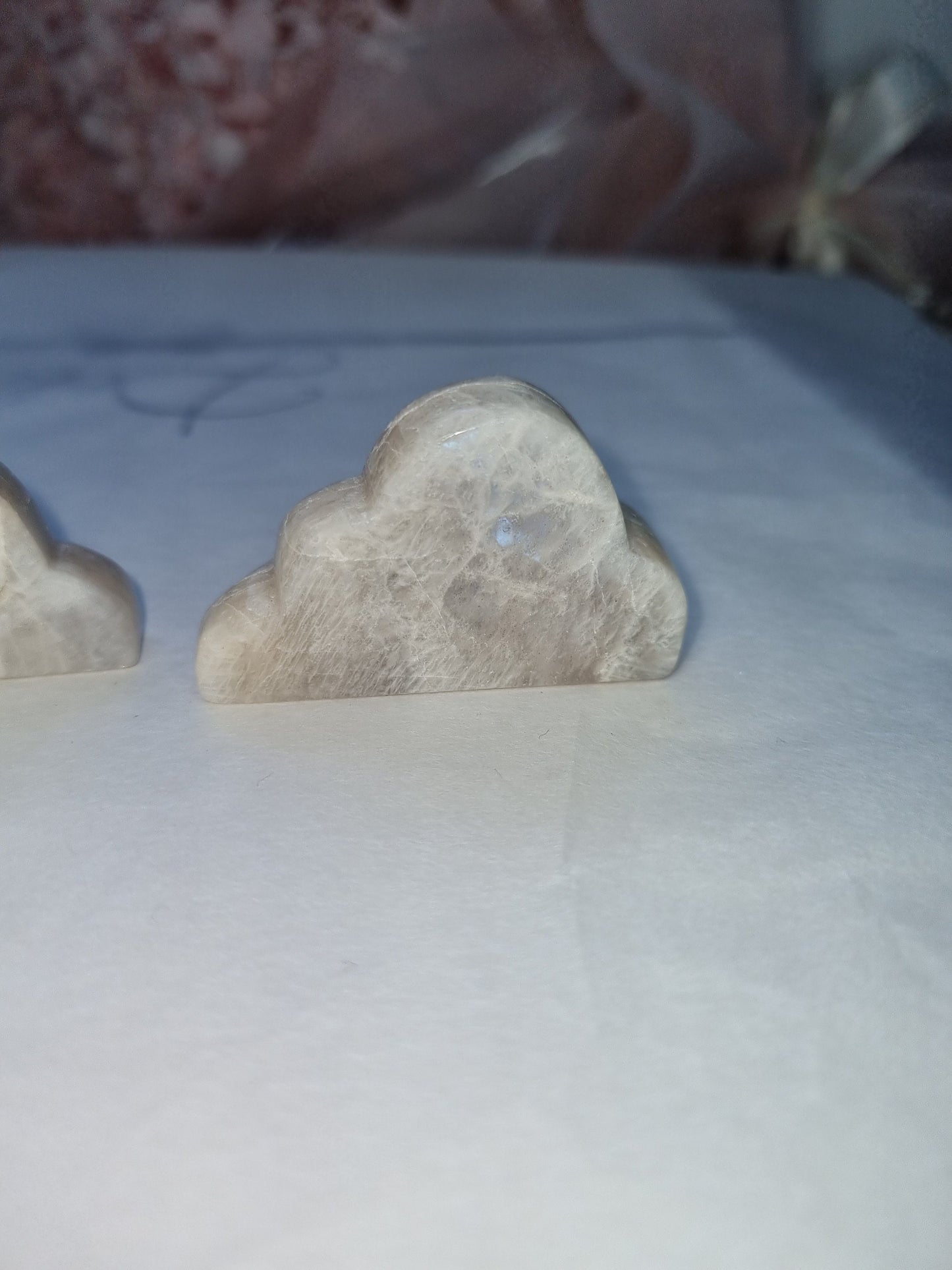 Rainbow Moonstone Clouds / Crystal carving