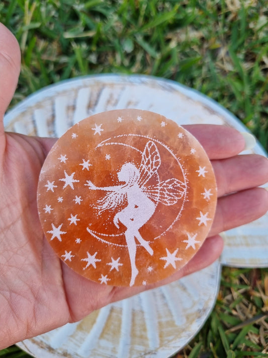 Fairy Selenite plate / Peach Selenite