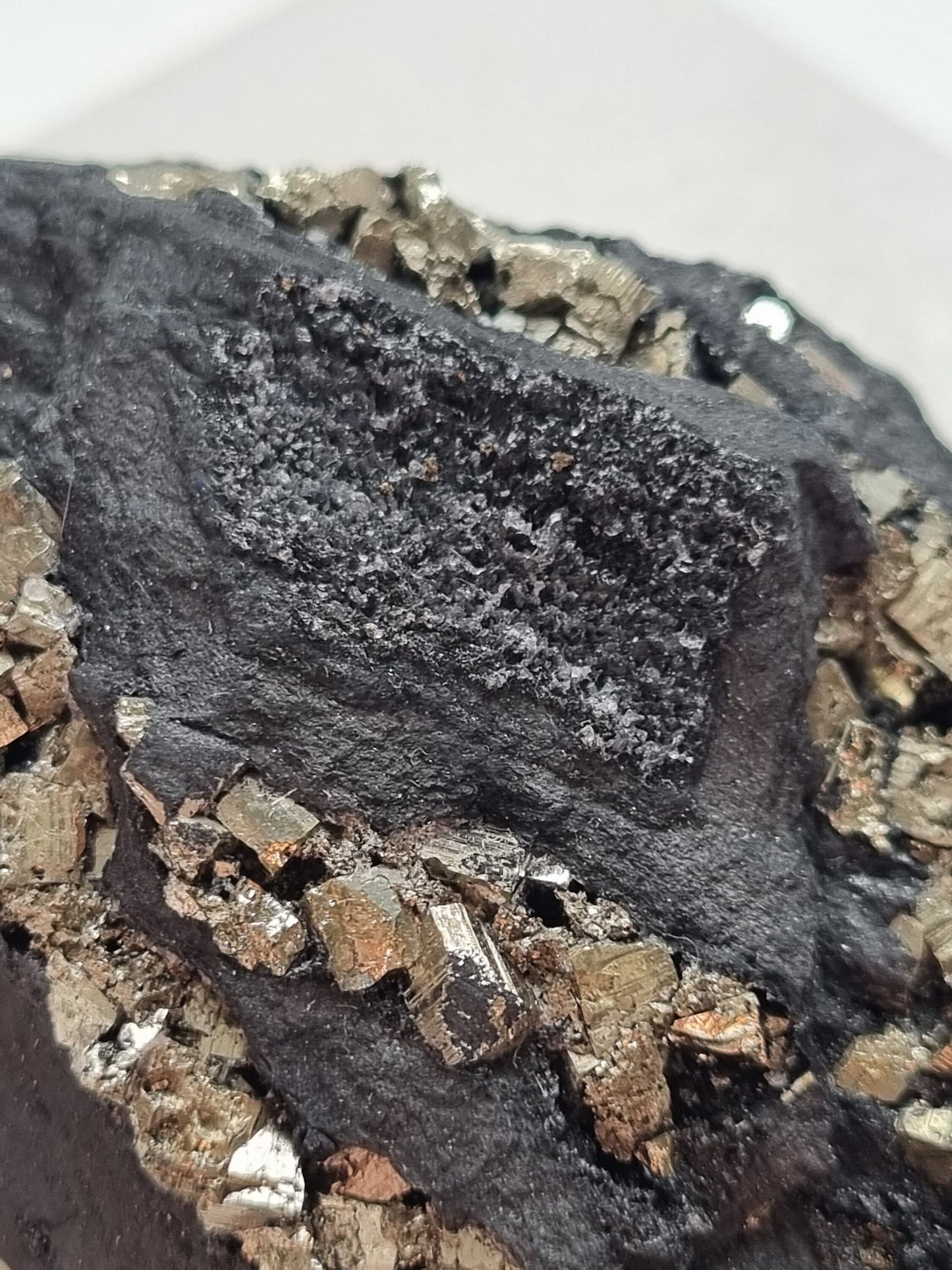 Pyrite on Basalt / Raw crystals / Crystals with pyrite inclusions