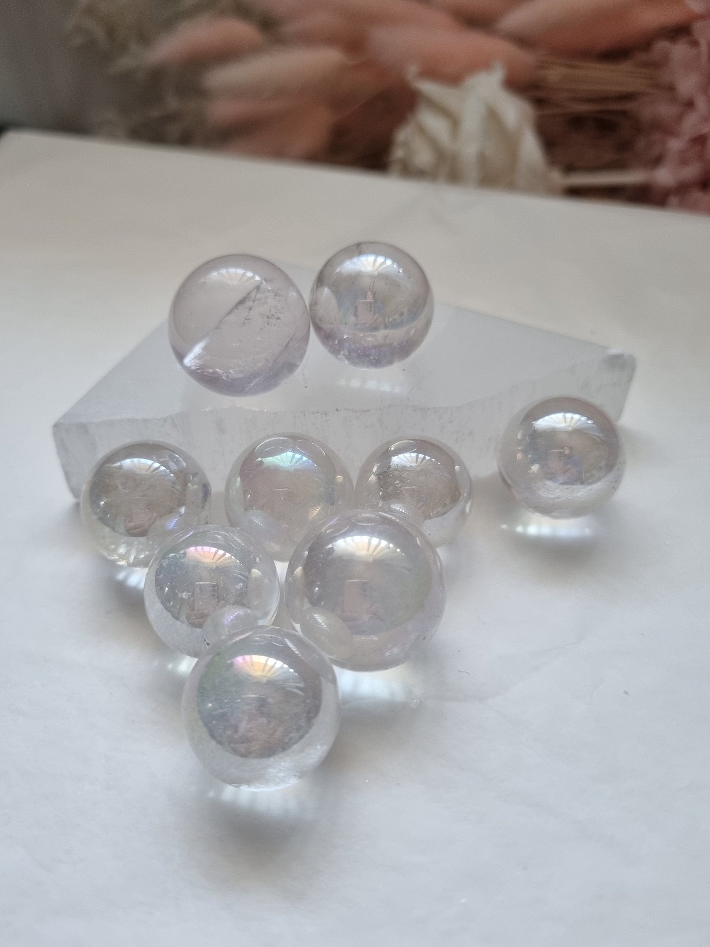 Mini Angel Aura Quartz spheres
