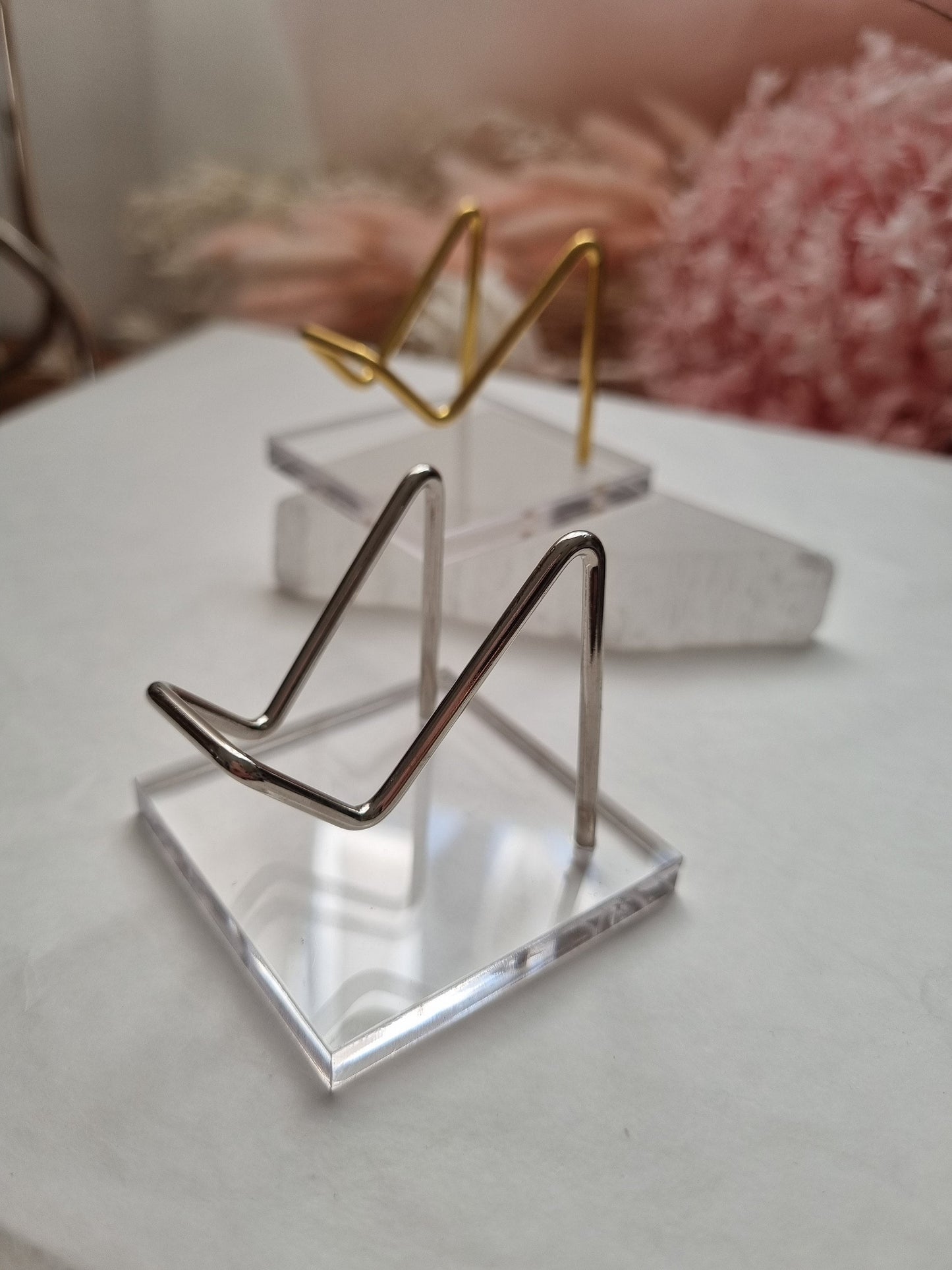 Acrylic and Metal Holder / display base in Gold and silver