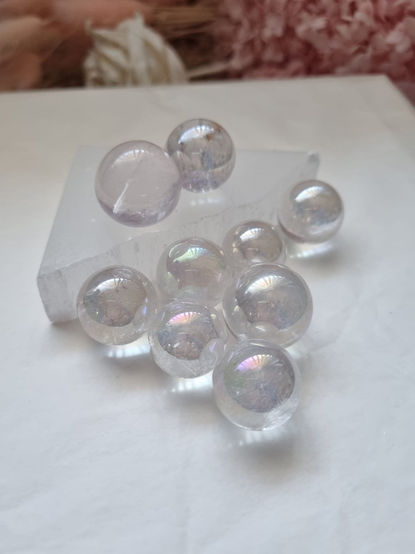 Mini Angel Aura Quartz spheres