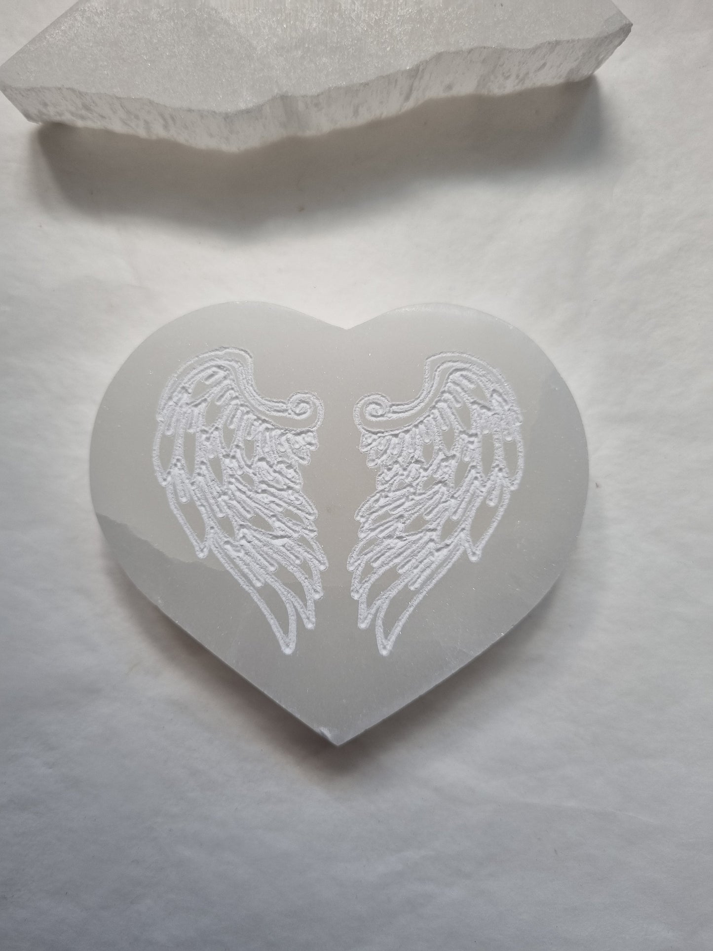 Angel wings Selenite heart plate