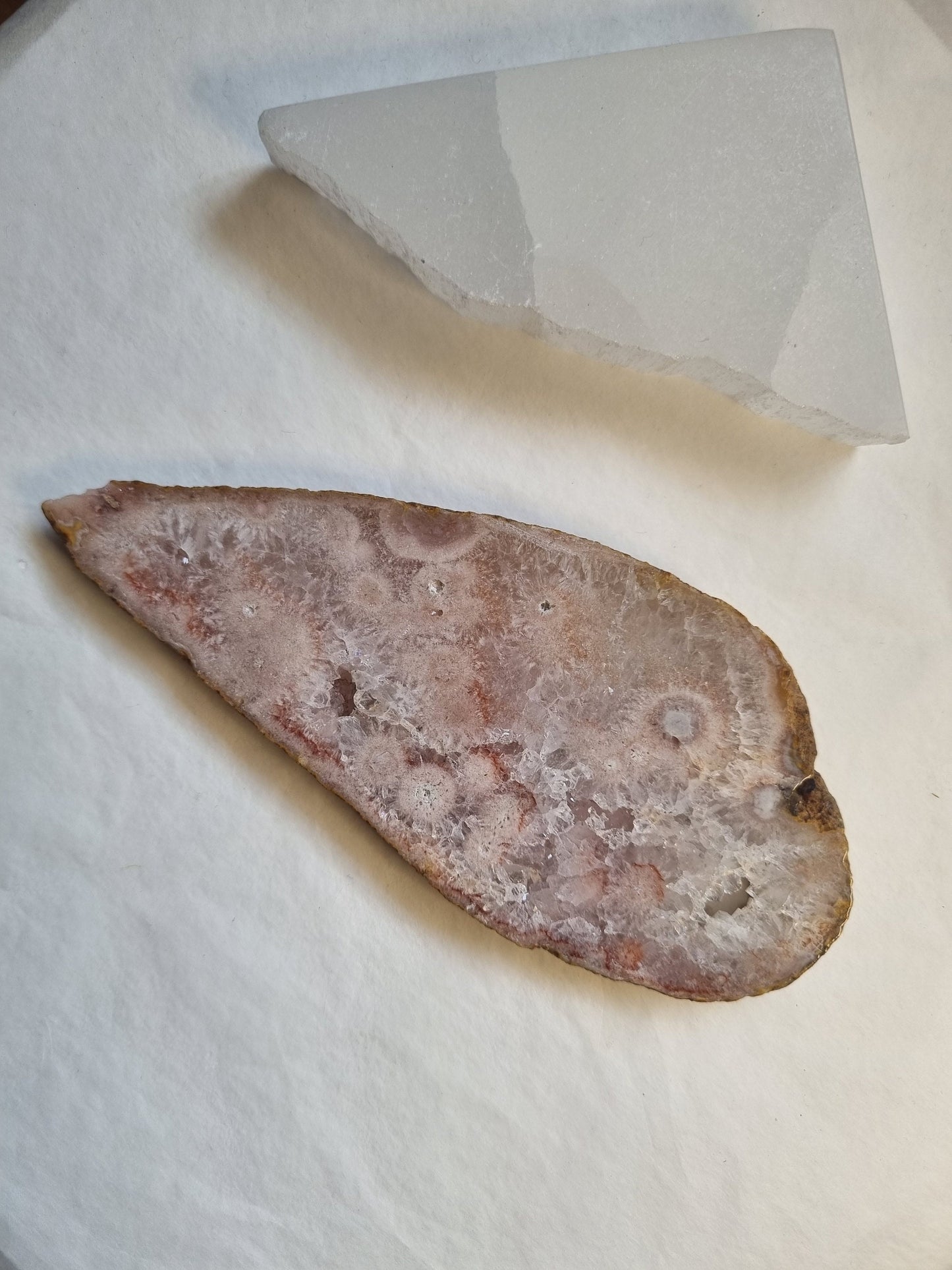 Blooming Flower Agate Slice with quartz inclusions