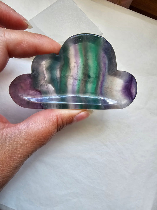 Rainbow Fluorite Cloud bowl / fluorite plate / crystal carving