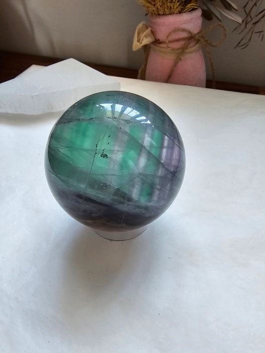 Rainbow Fluorite Sphere with Rainbows  / Mermaid colours / 5cm