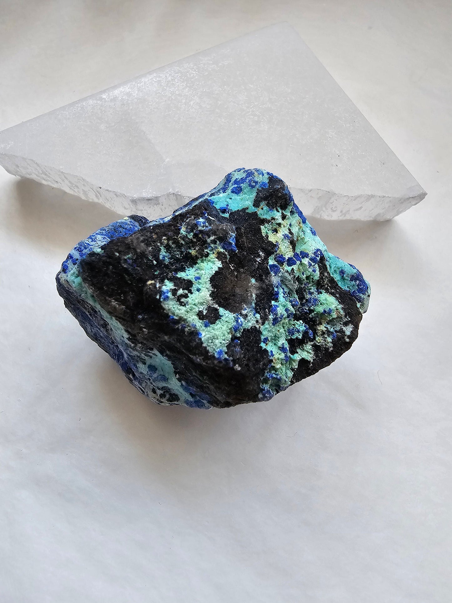 Raw Azurite specimen with vibrant aqua colour