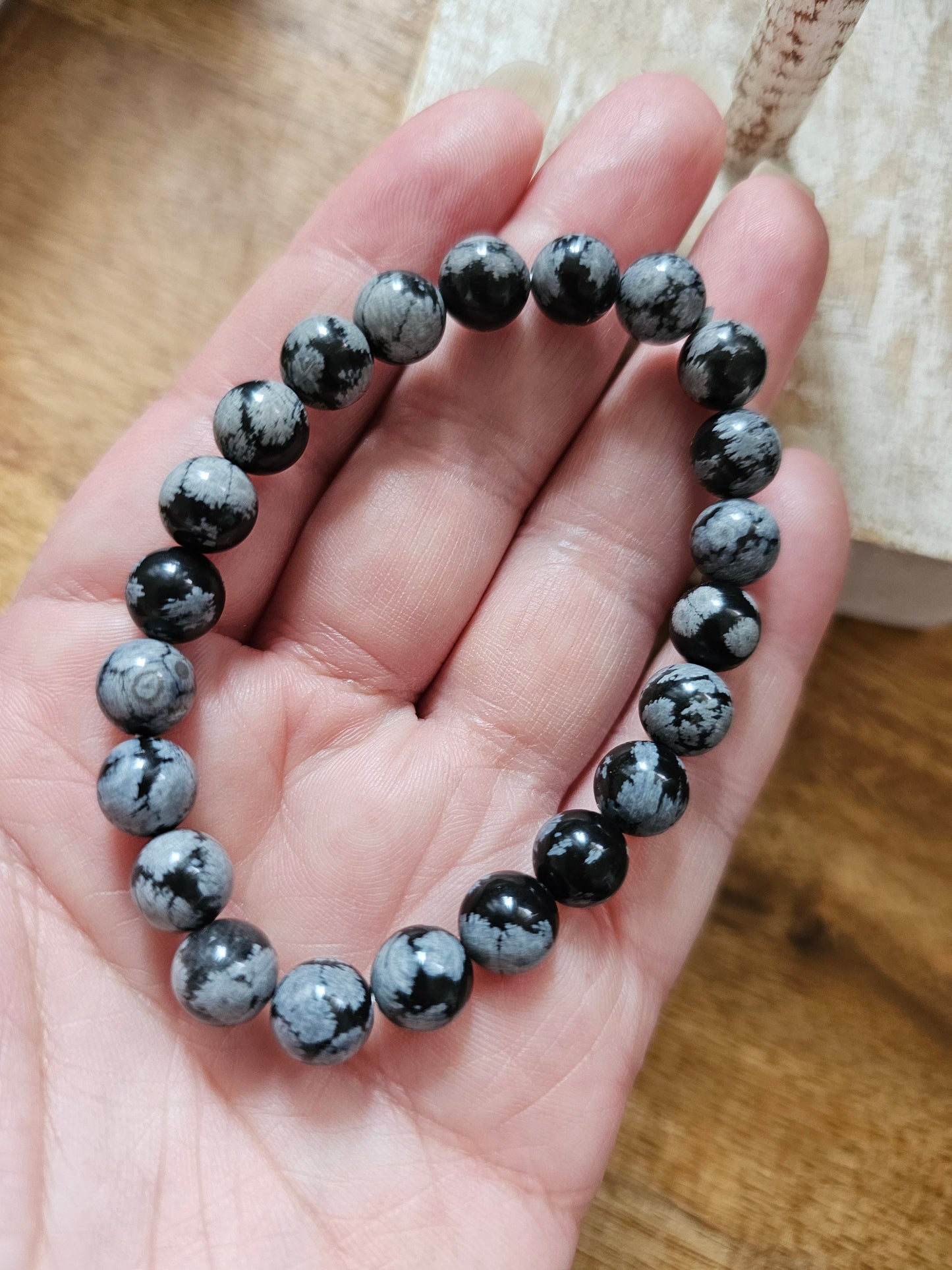 Snowflake Obsidian bracelet 8mm