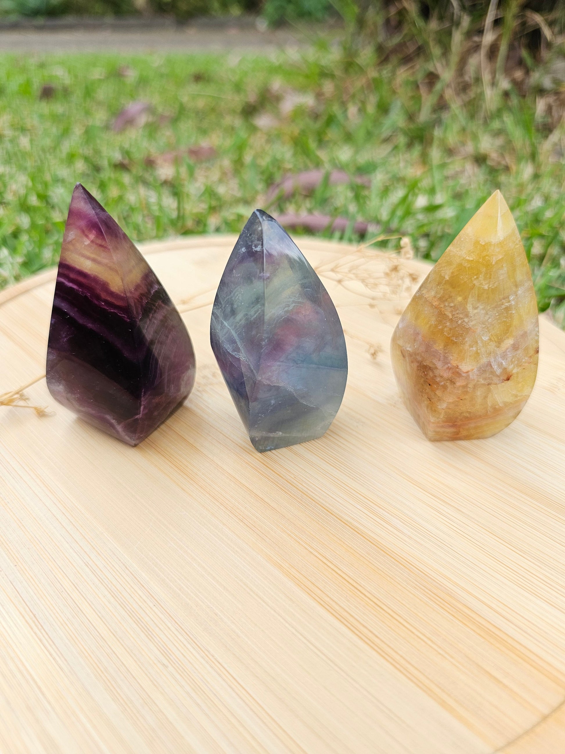 Rainbow Fluorite , Purple and Yellow fluorite flames