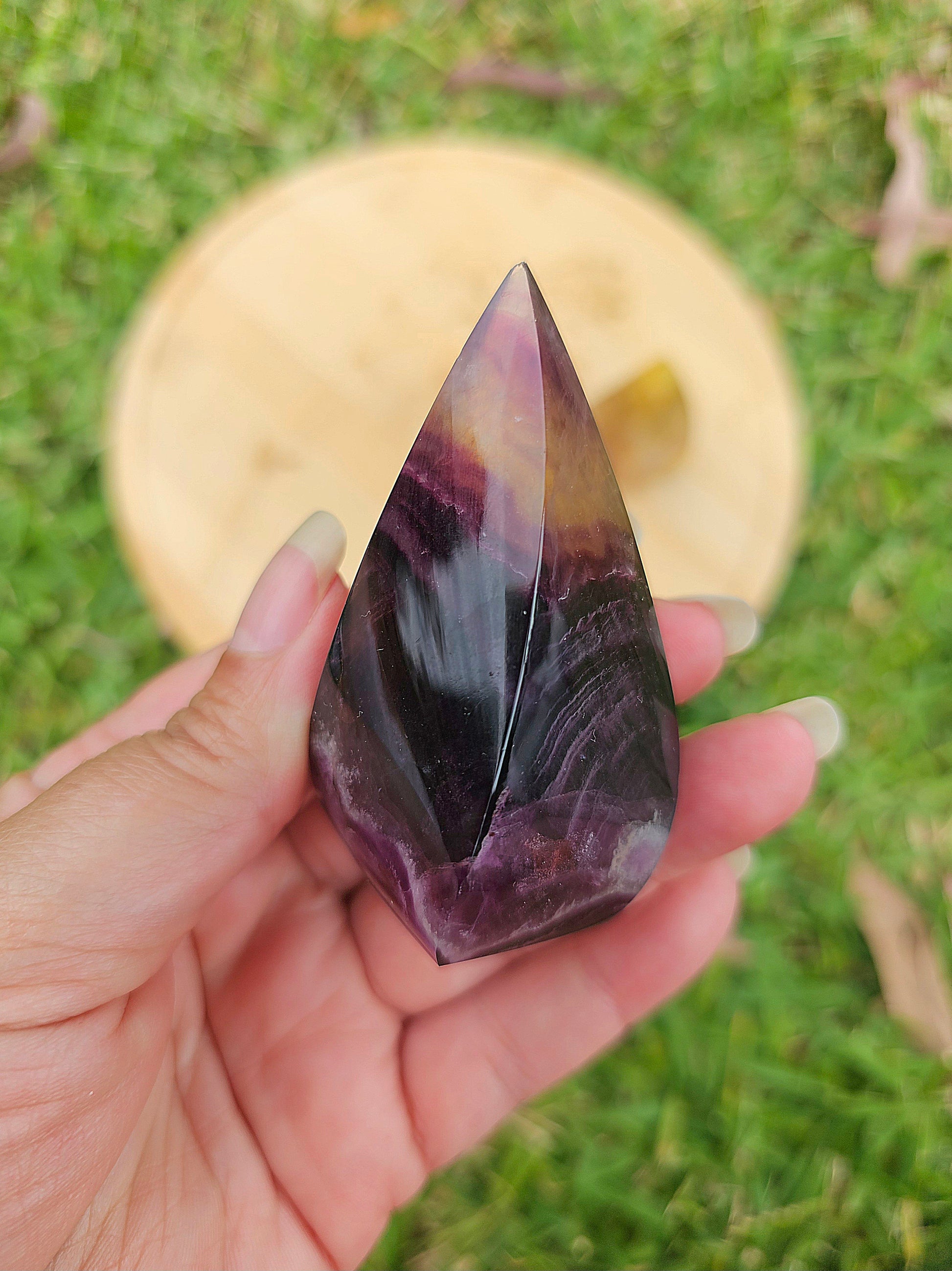 Rainbow Fluorite , Purple and Yellow fluorite flames