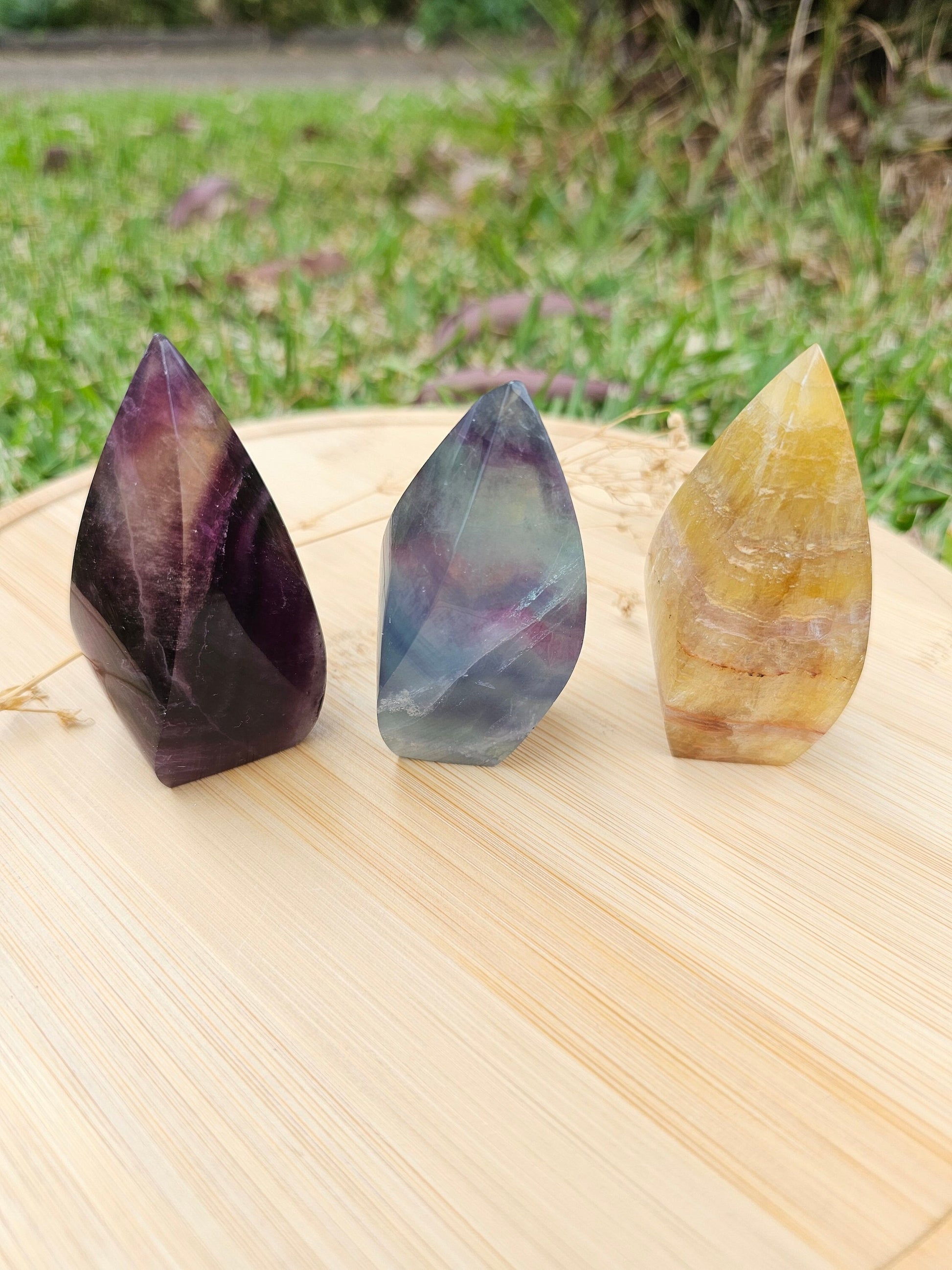 Rainbow Fluorite , Purple and Yellow fluorite flames