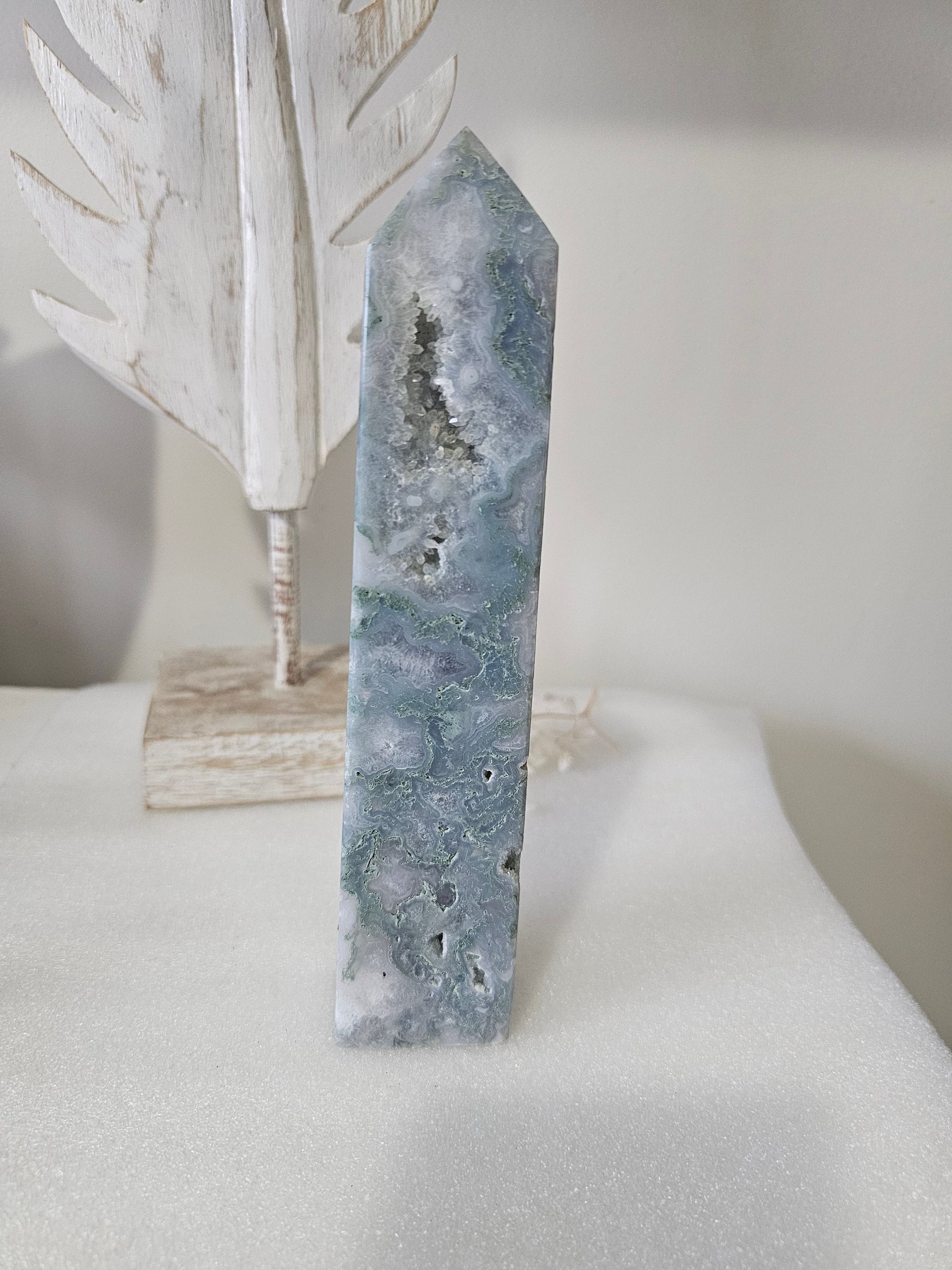 Large Moss Agate 21cm Tower / Generator