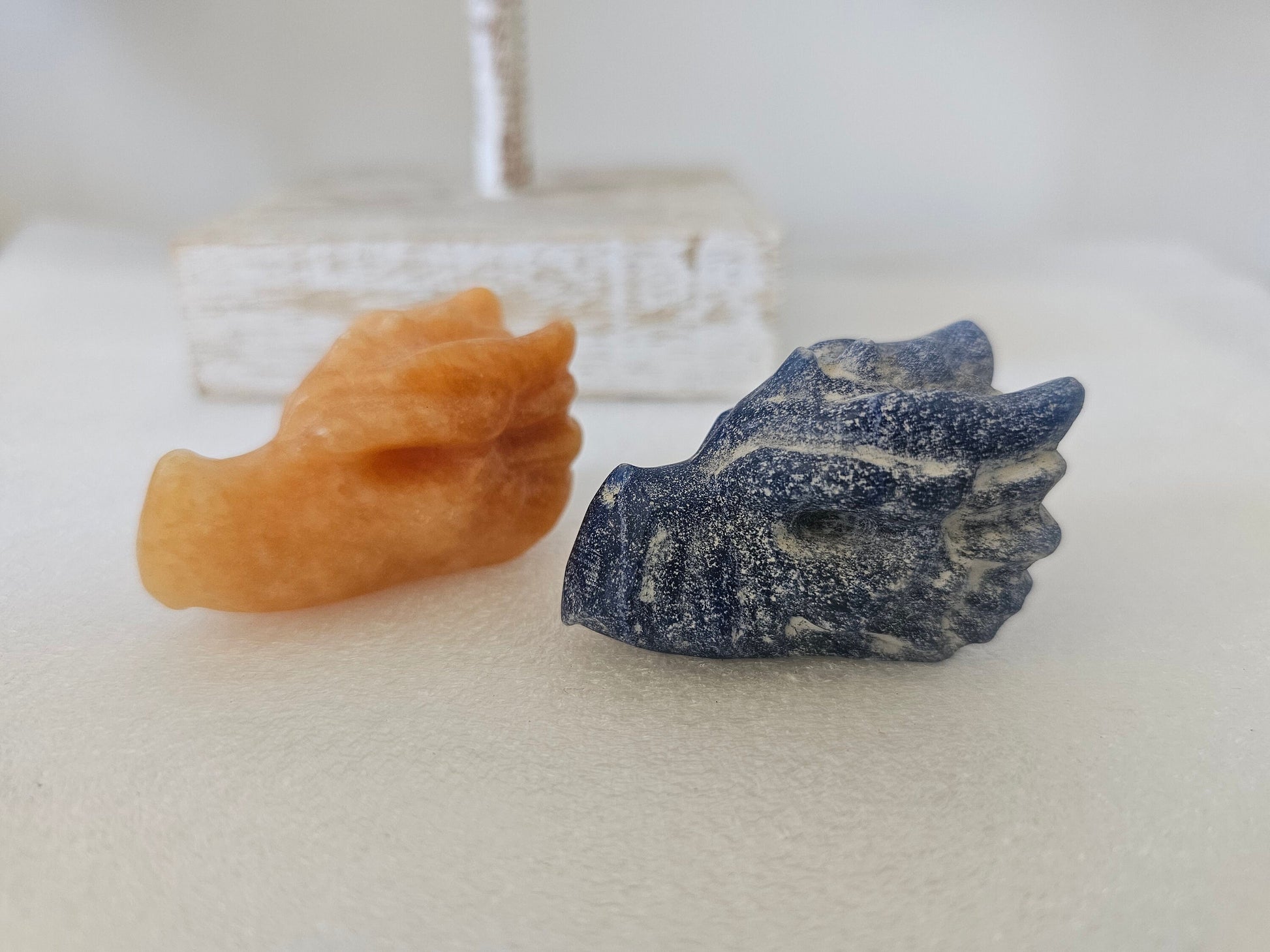 Orange Calcite and Sodalite dragon head 5cm